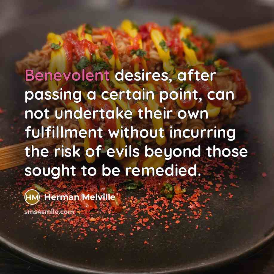 “Benevolent desires, after passing a certain point, can not undertake…” quote by Herman Melville