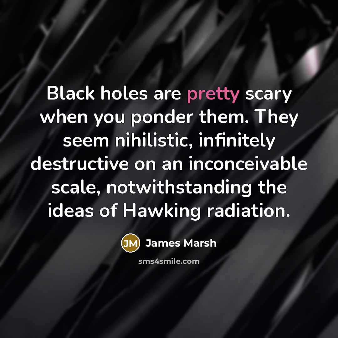 “Black holes are pretty scary when you ponder them. They…” quote by James Marsh