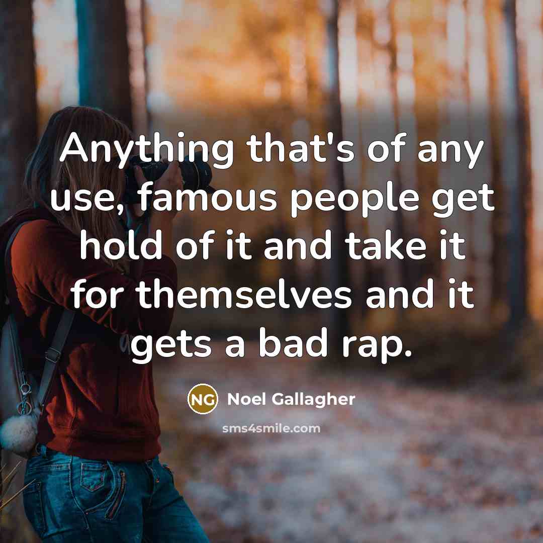 “Anything that's of any use, famous people get hold of…” quote by Noel Gallagher