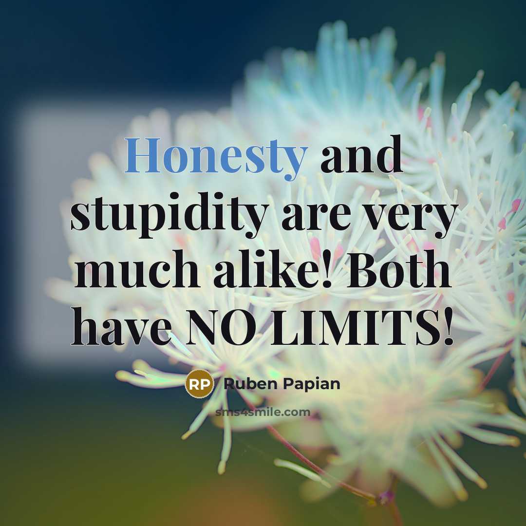 “Honesty and stupidity are very much alike! Both have NO…” quote by Ruben Papian