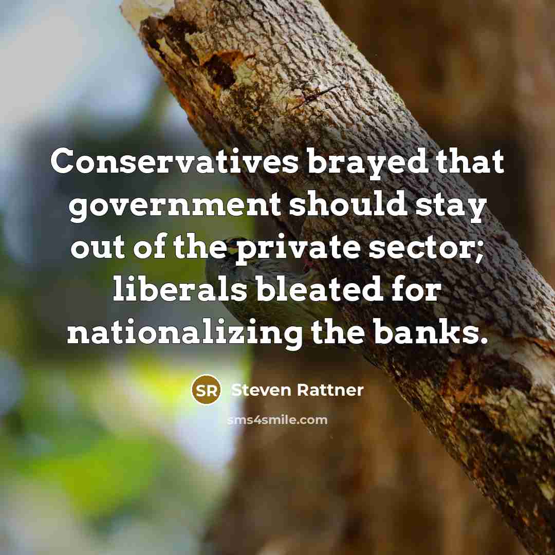 “Conservatives brayed that government should stay out of the private…” quote by Steven Rattner