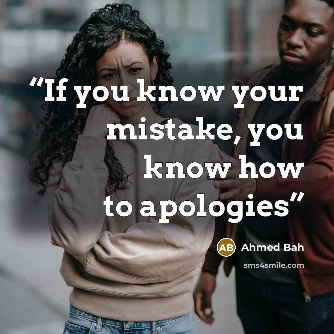 “If you know your mistake, you know how to apologies” quote by Ahmed Bah