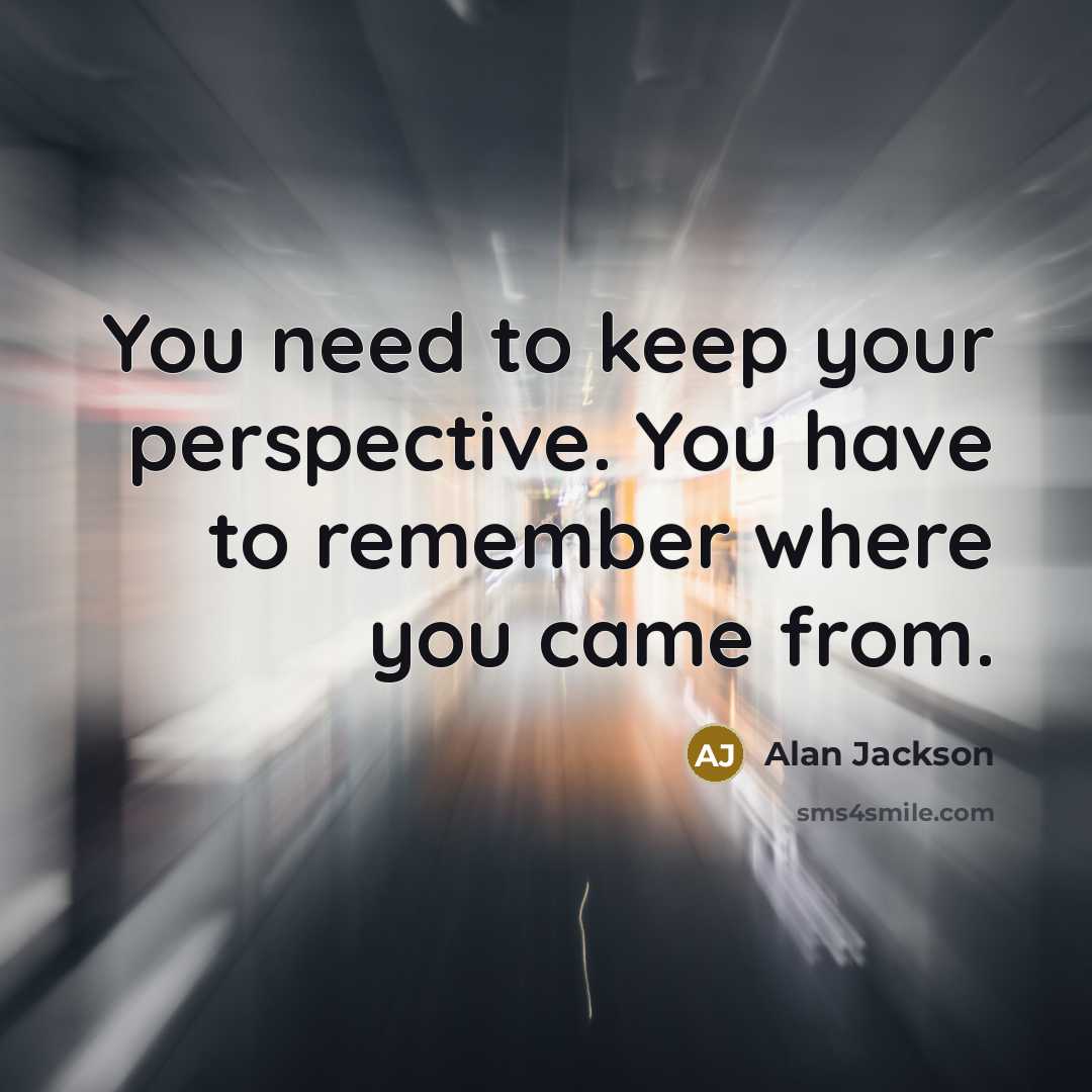 “You need to keep your perspective. You have to remember where you came from.” quote by Alan Jackson