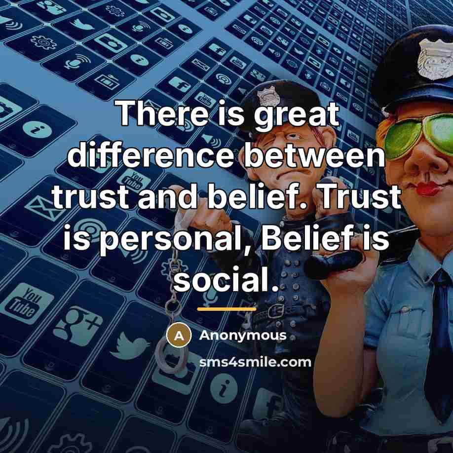 “There is great difference between trust and belief. Trust is…” quote by Anonymous