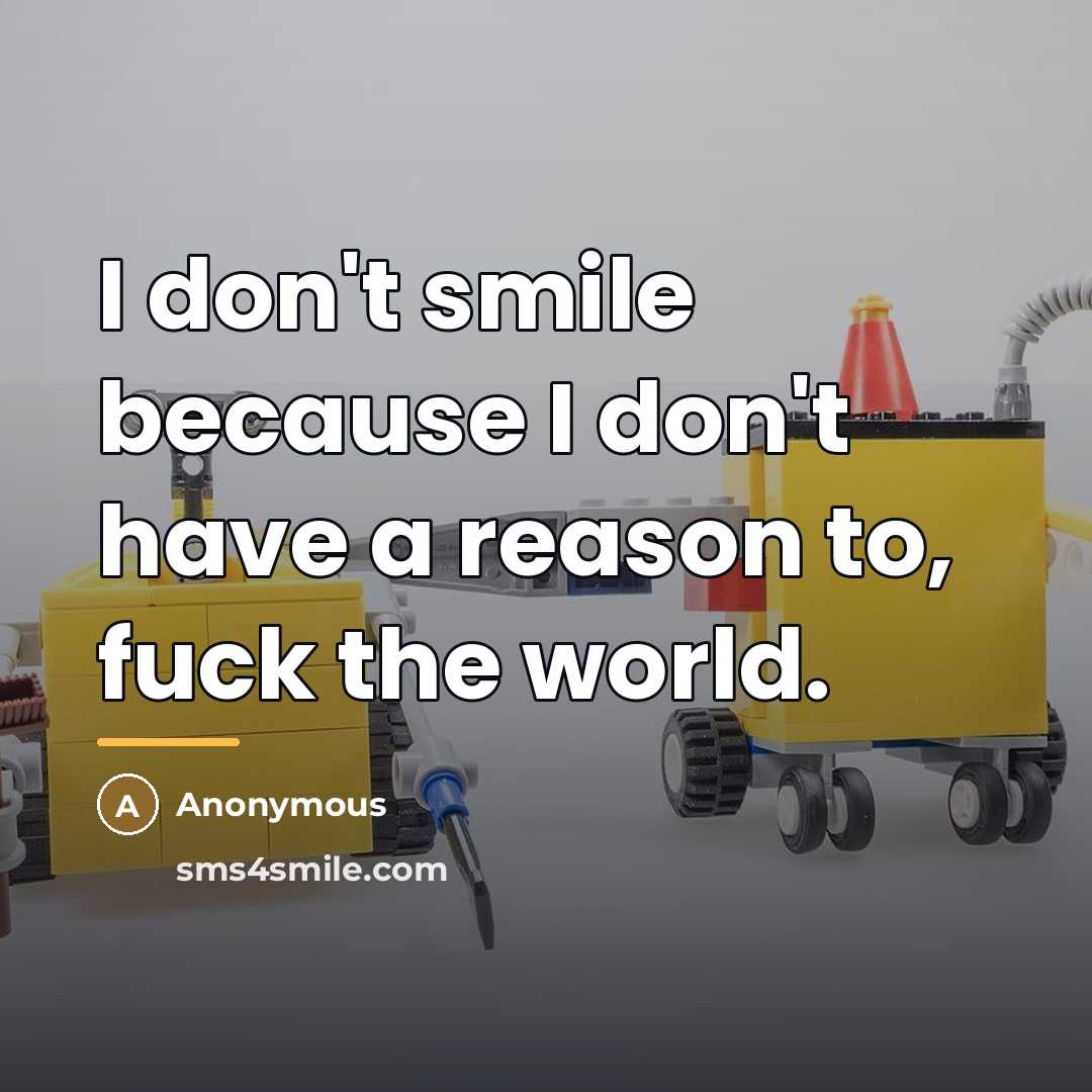 “I don't smile because I don't have a reason to,…” quote by Anonymous