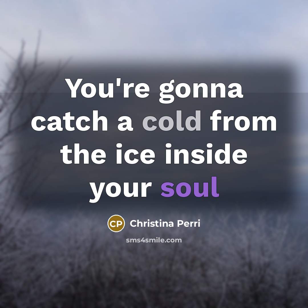 “You're gonna catch a cold from the ice inside your…” quote by Christina Perri