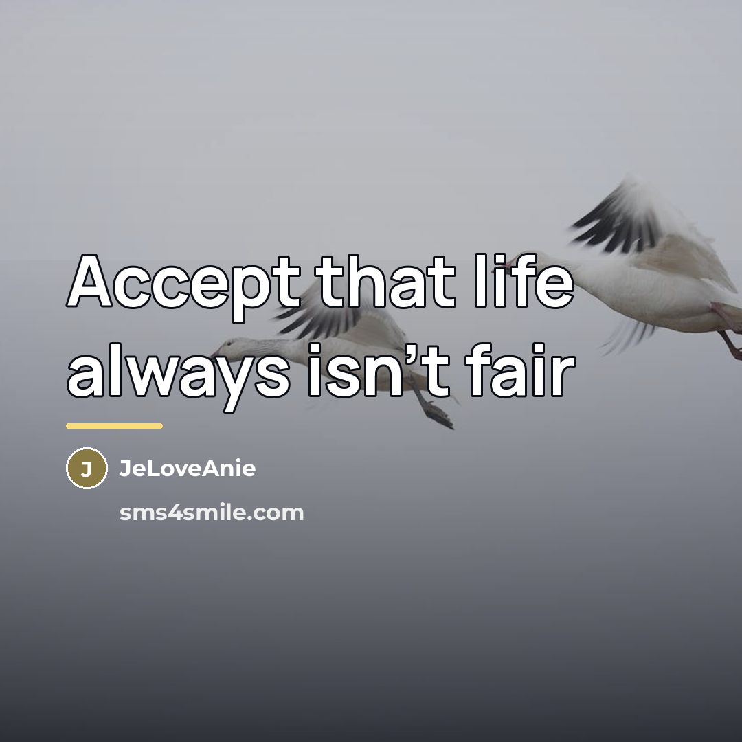 “Accept that life always isn't fair…” quote by Jeloveanie