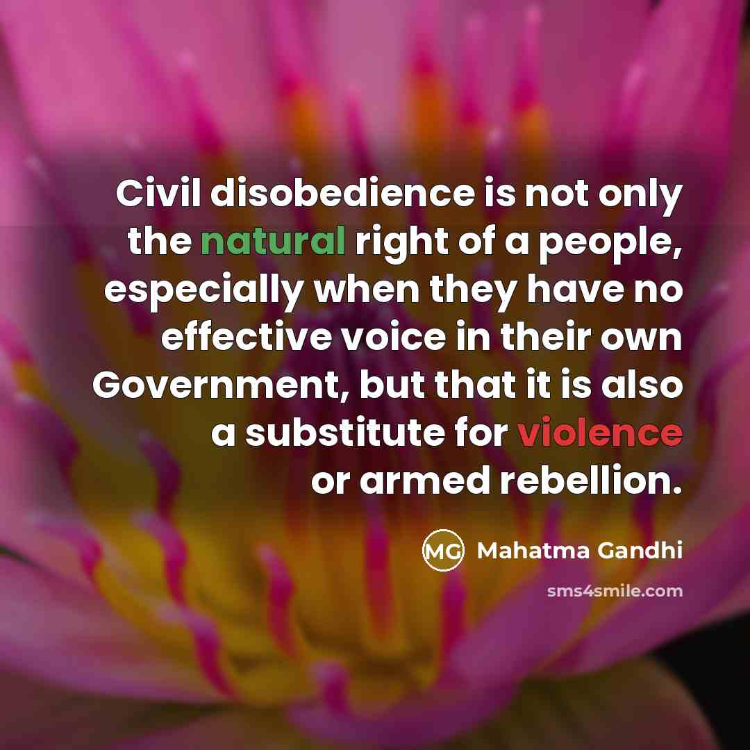 “Civil disobedience is not only the natural right of a…” quote by Mahatma Gandhi