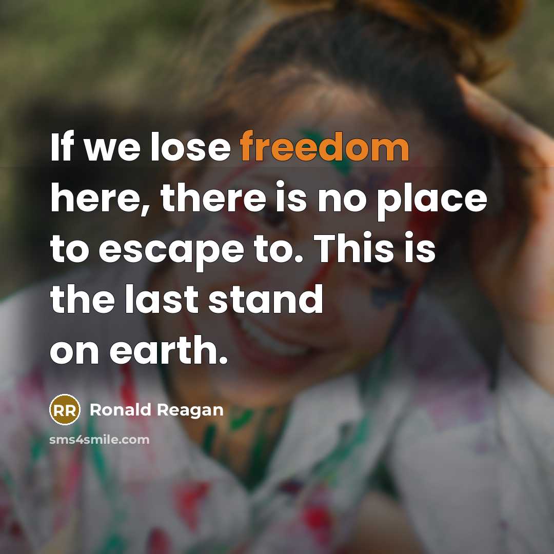 “If we lose freedom here, there is no place to…” quote by Ronald Reagan