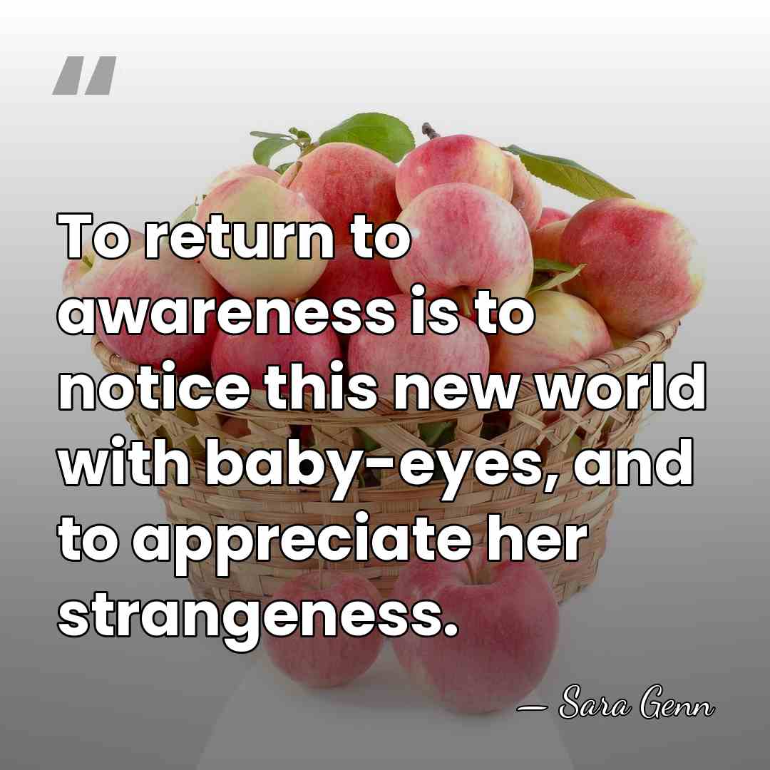 To return to awareness is to notice this new world with baby-eyes,&hellip; - Sara Genn