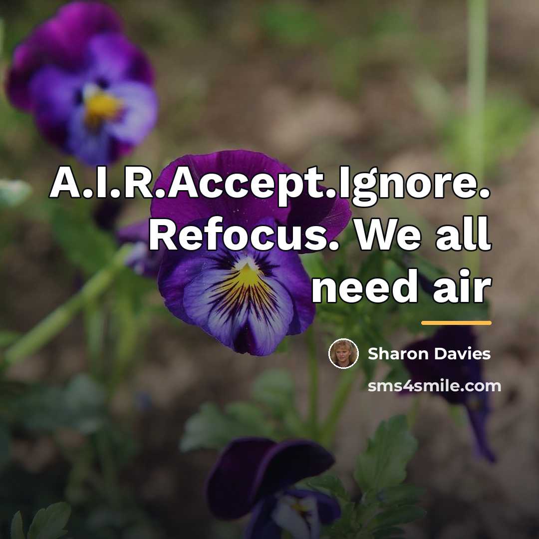 “A.I.R.Accept.Ignore. Refocus. We all need air…” quote by Sharon Davies