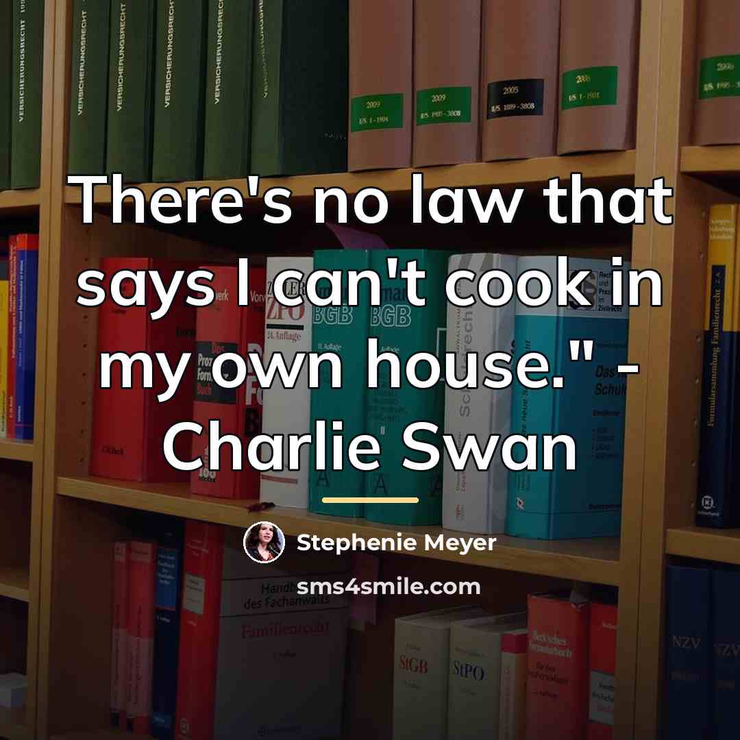 “There's no law that says I can't cook in my…” quote by Stephenie Meyer