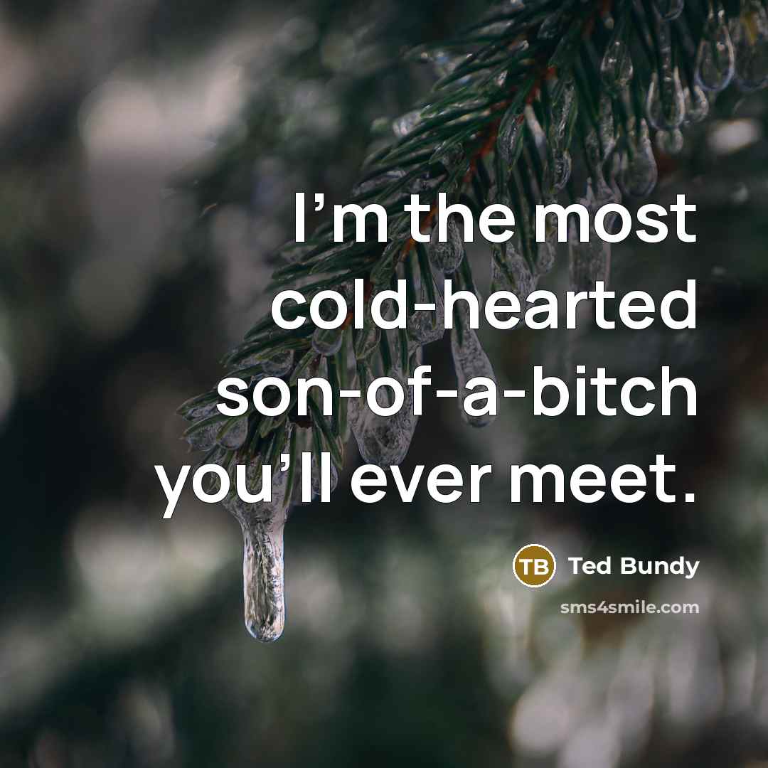 “I'm the most cold-hearted son-of-a-bitch you'll ever meet.” quote by Ted Bundy