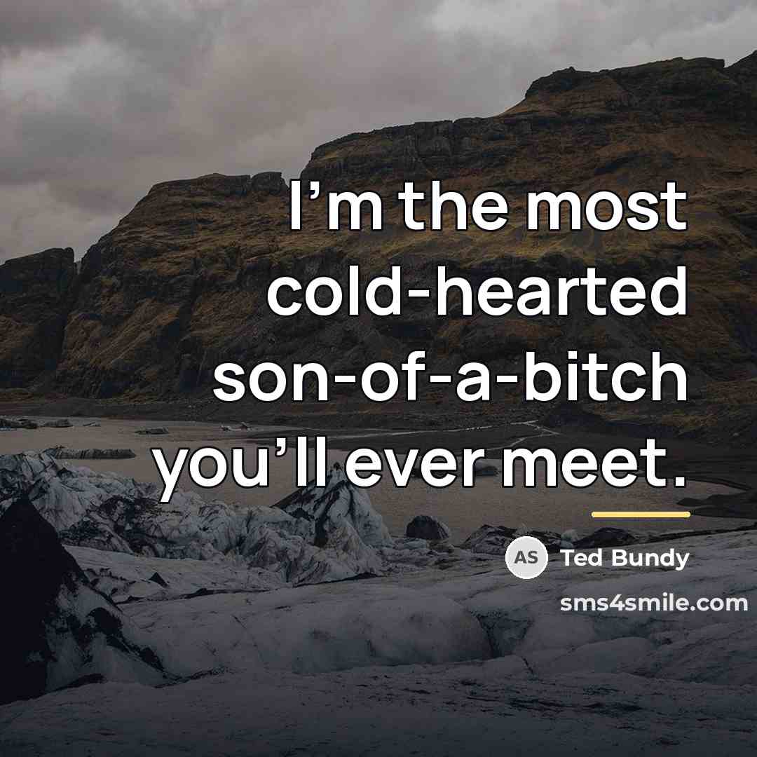 “I'm the most cold-hearted son-of-a-bitch you'll ever meet.…” quote by Ted Bundy