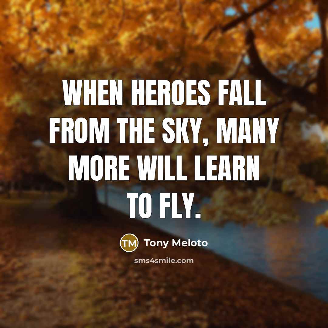 “When heroes fall from the sky, many more will learn…” quote by Tony Meloto