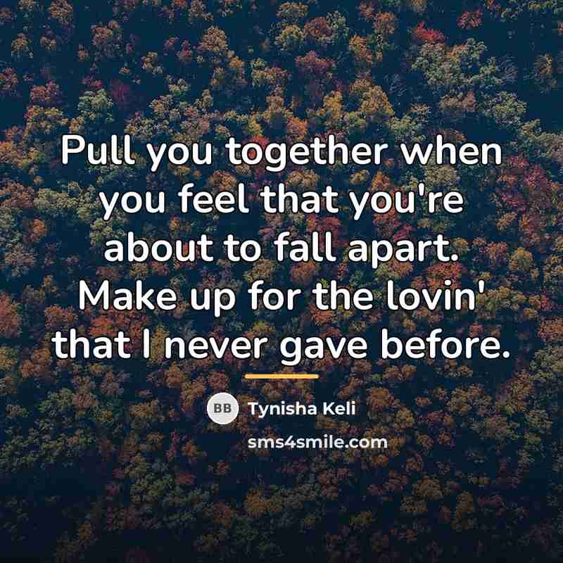 “Pull you together when you feel that you're about to…” quote by Tynisha Keli