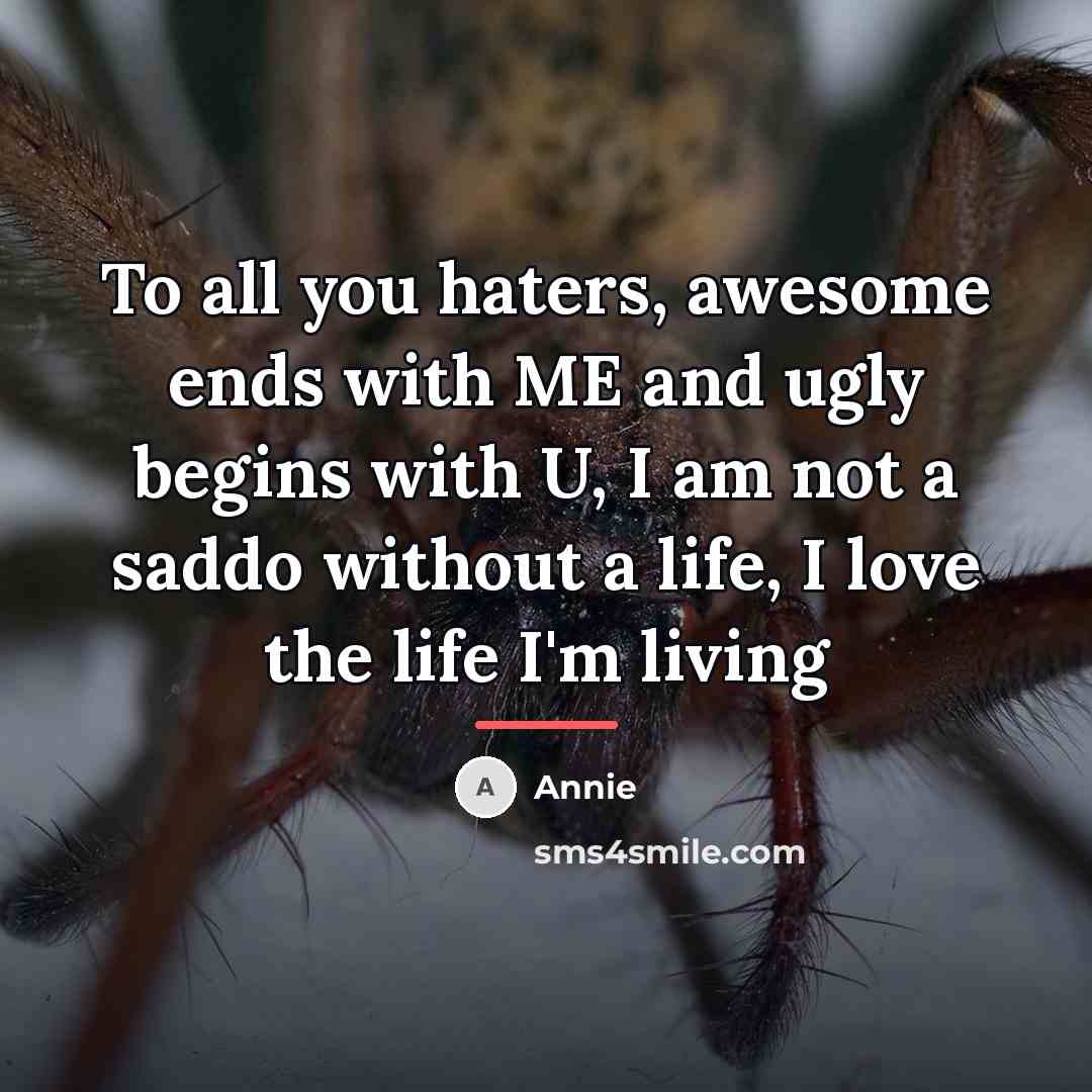 “To all you haters, awesome ends with ME and ugly…” quote by Annie