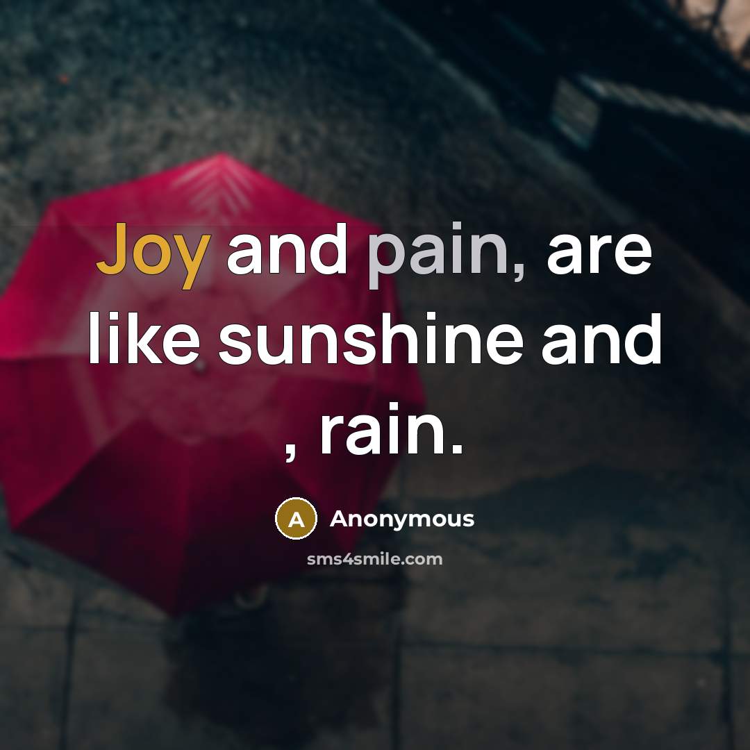 “Joy and pain, are like sunshine and , rain.…” quote by Anonymous
