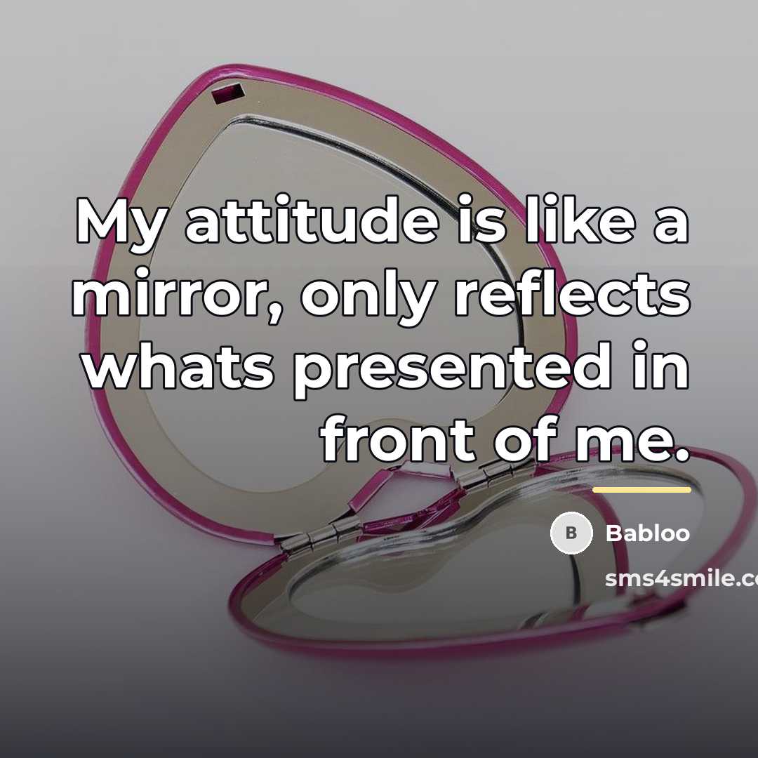 “My attitude is like a mirror, only reflects whats presented…” quote by Babloo
