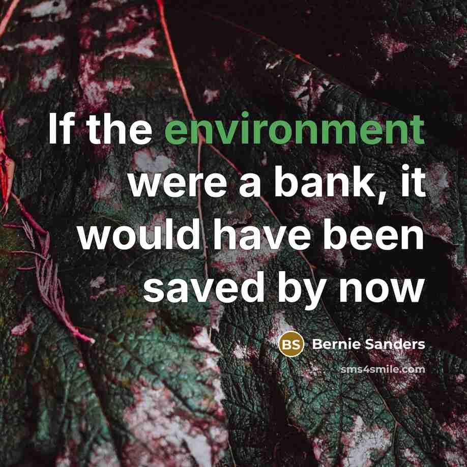“If the environment were a bank, it would have been saved by now” quote by Bernie Sanders