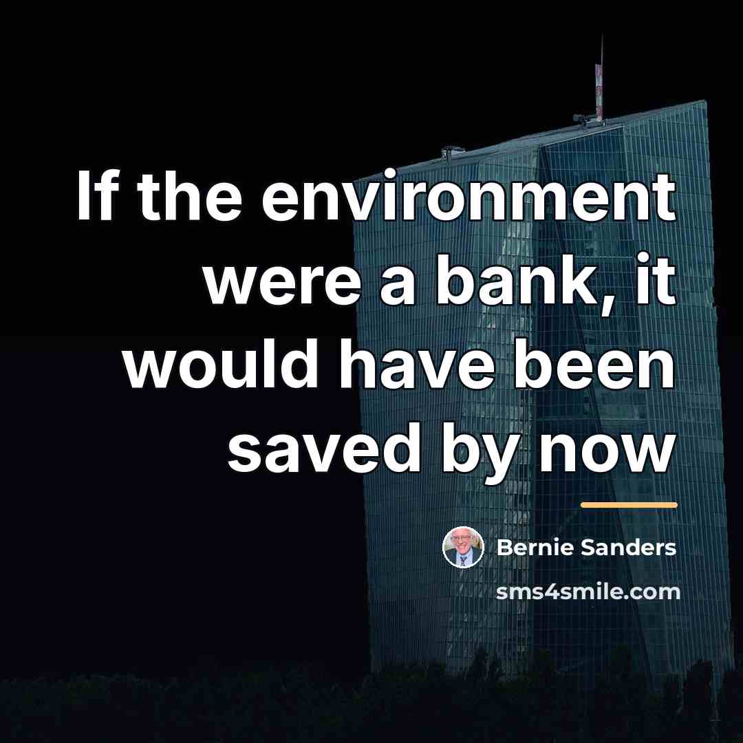 “If the environment were a bank, it would have been…” quote by Bernie Sanders