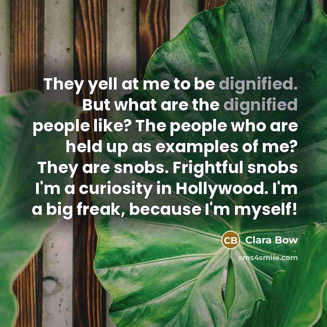 “They yell at me to be dignified. But what are…” quote by Clara Bow