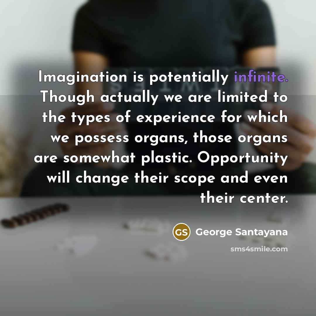 “Imagination is potentially infinite. Though actually we are limited to…” quote by George Santayana