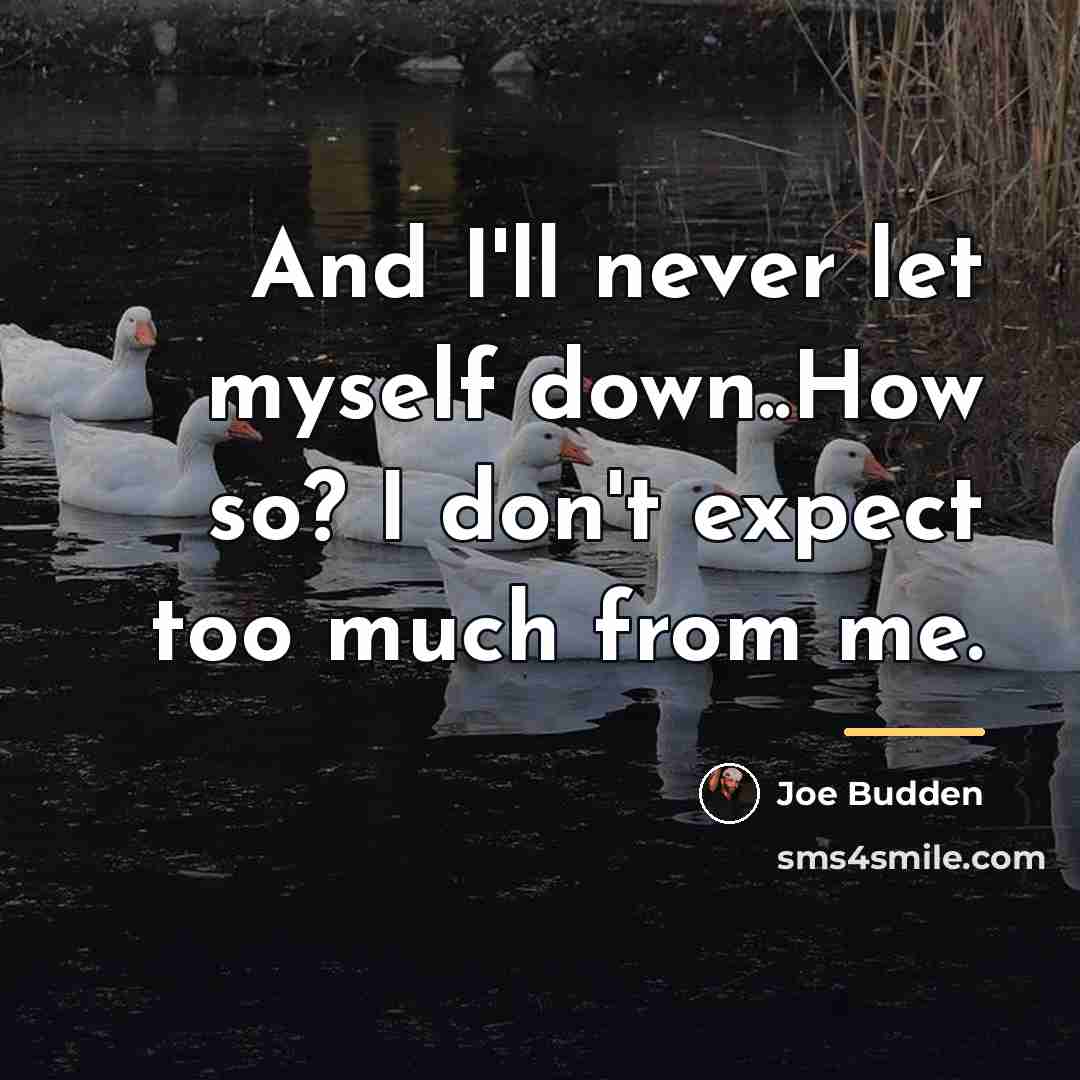 “And I'll never let myself down..How so? I don't expect…” quote by Joe Budden