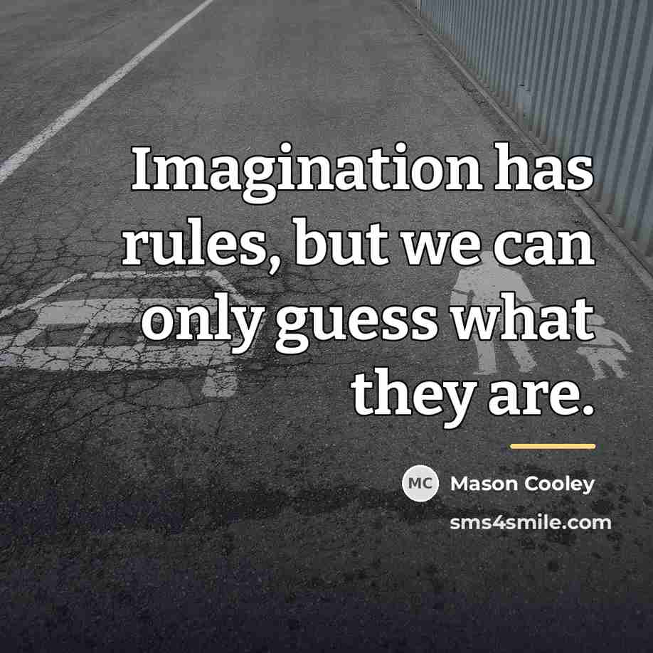 “Imagination has rules, but we can only guess what they…” quote by Mason Cooley
