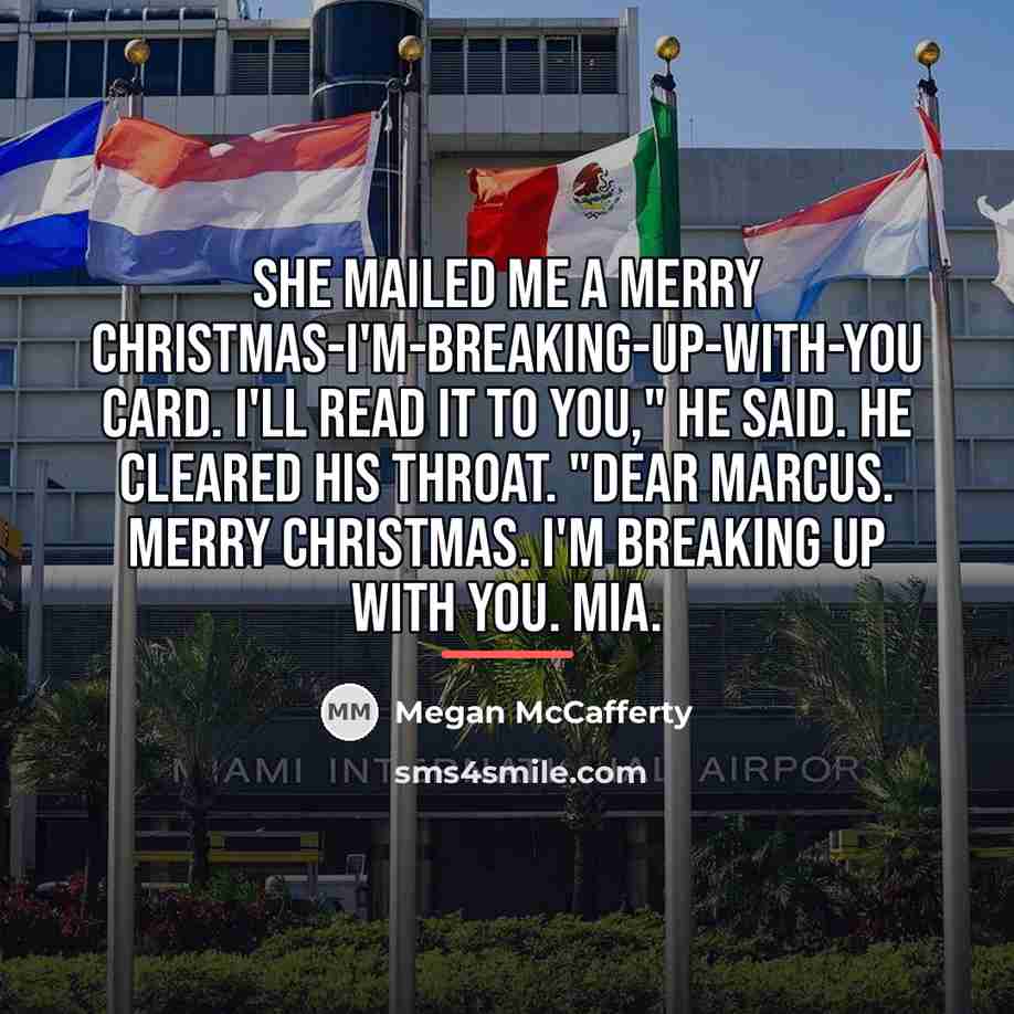“She mailed me a Merry Christmas-I'm-Breaking-Up-with-You card. I'll read it…” quote by Megan McCafferty