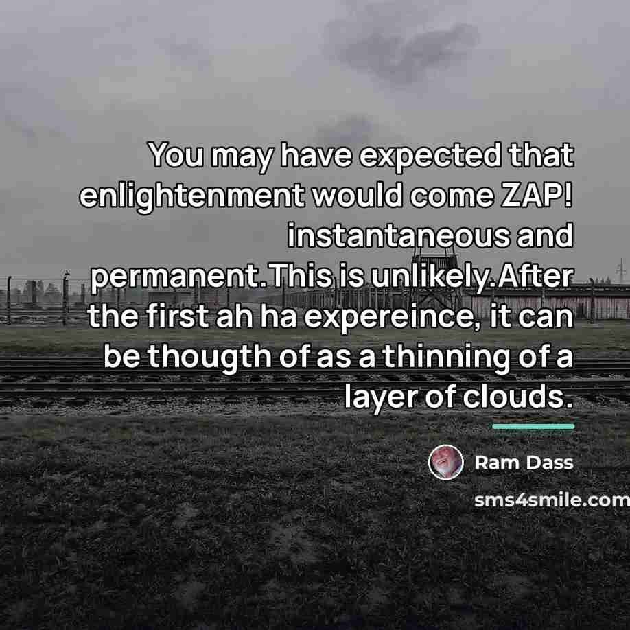 “You may have expected that enlightenment would come ZAP! instantaneous…” quote by Ram Dass