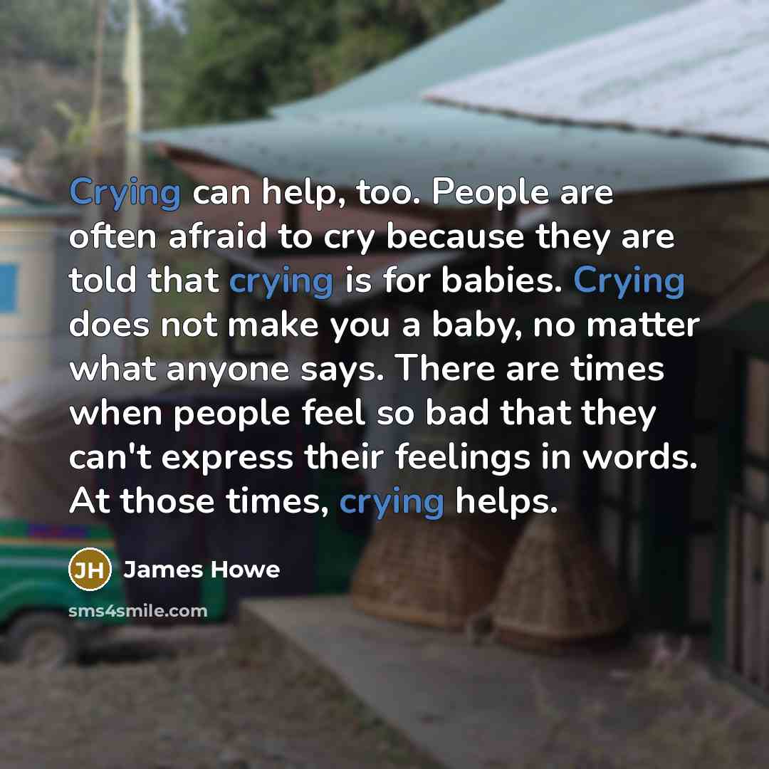 “Crying can help, too. People are often afraid to cry…” quote by James Howe