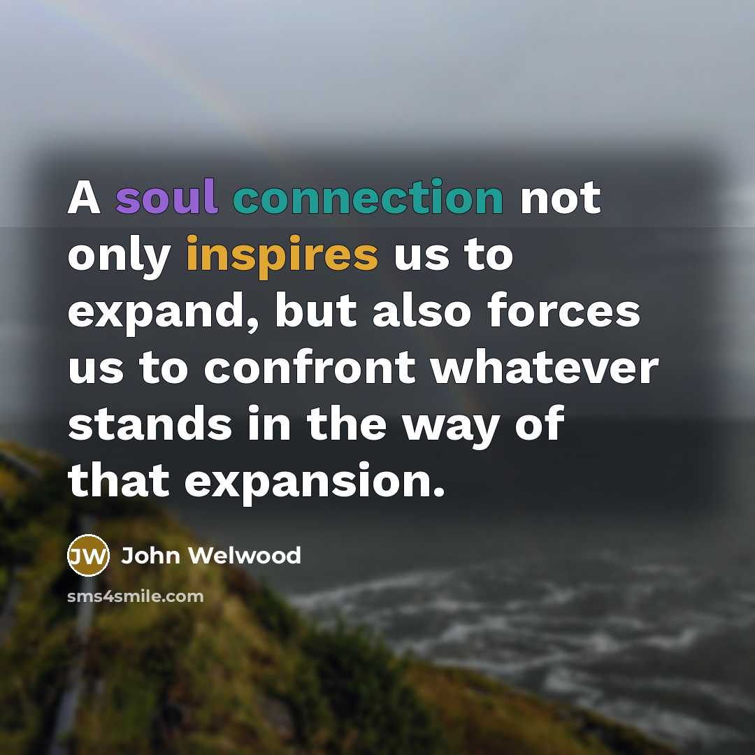 “A soul connection not only inspires us to expand, but…” quote by John Welwood