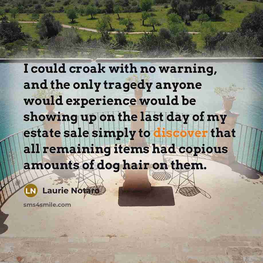 “I could croak with no warning, and the only tragedy…” quote by Laurie Notaro