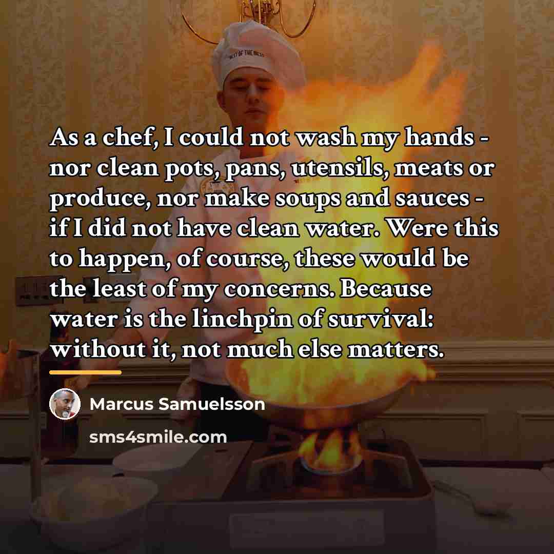 “As a chef, I could not wash my hands -…” quote by Marcus Samuelsson