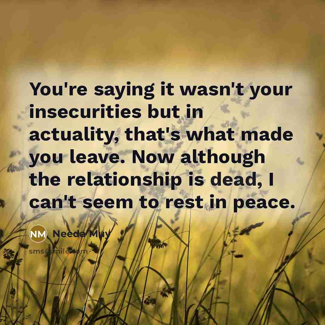 “You're saying it wasn't your insecurities but in actuality, that's…” quote by Needa Muy