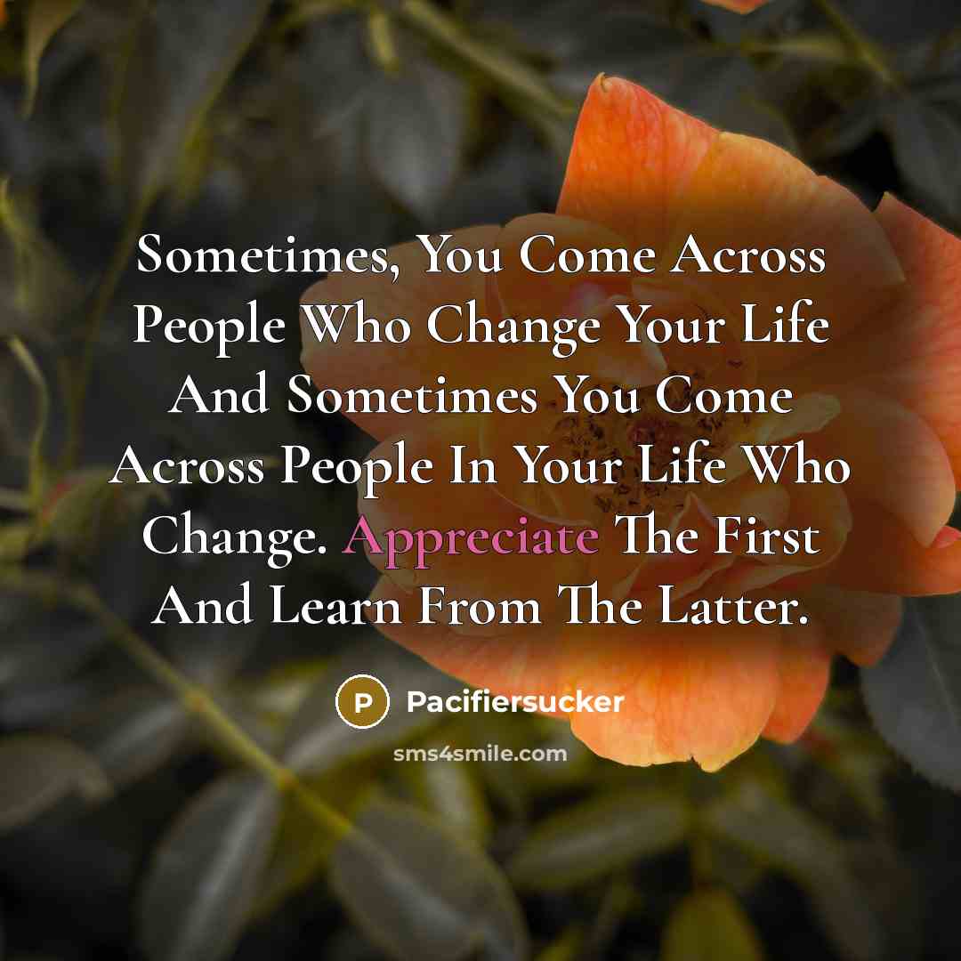 “Sometimes, You Come Across People Who Change Your Life And…” quote by Pacifiersucker