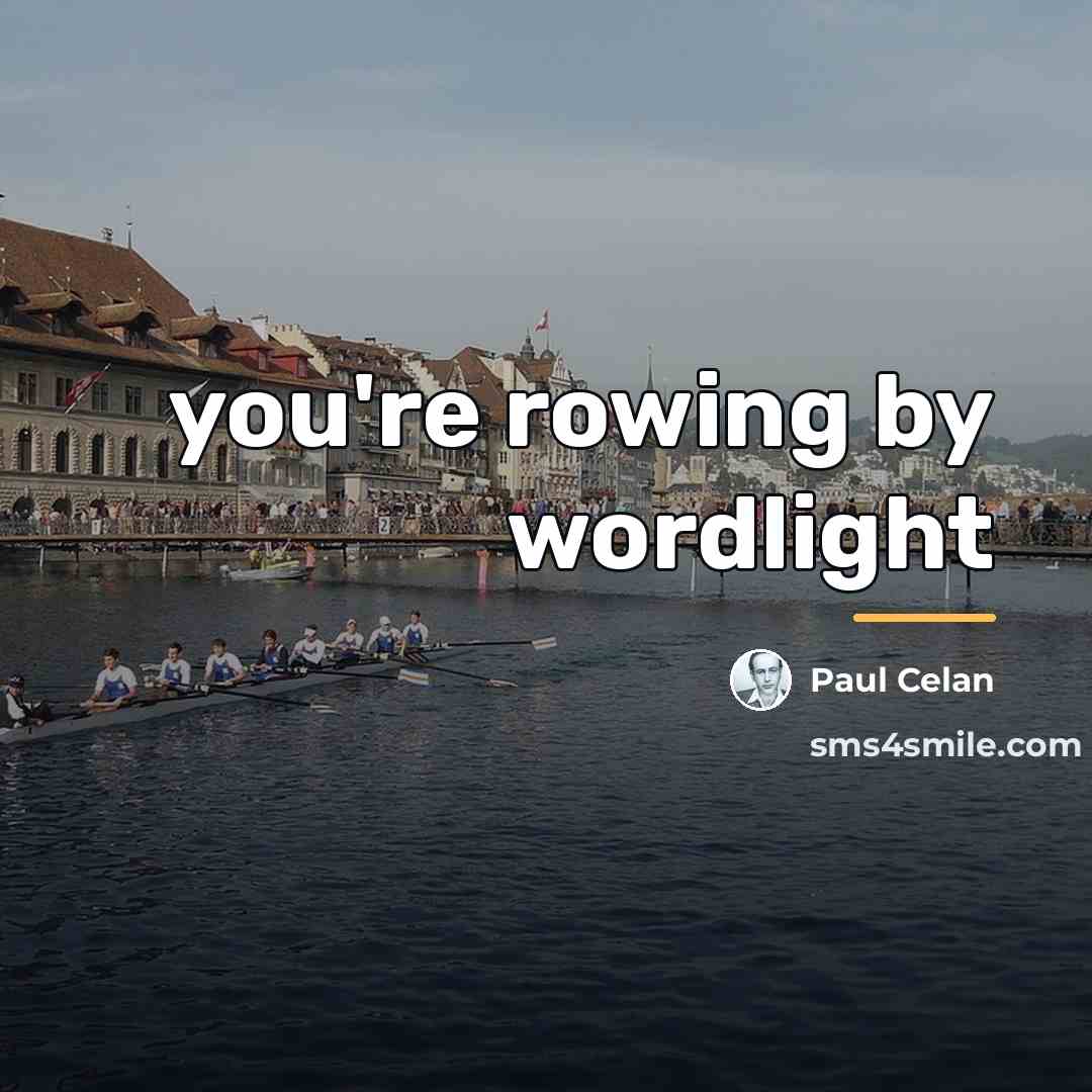 “you're rowing by wordlight…” quote by Paul Celan