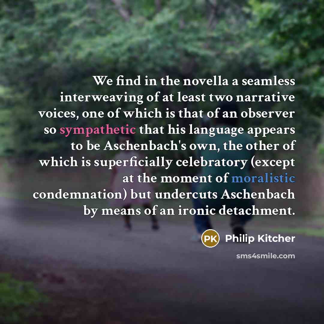 “We find in the novella a seamless interweaving of at…” quote by Philip Kitcher