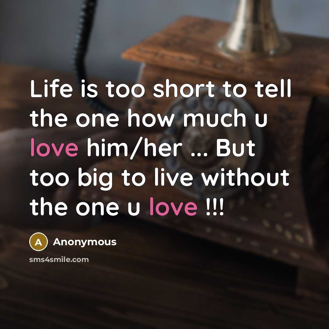 “Life is too short to tell the one how much…” quote by Anonymous