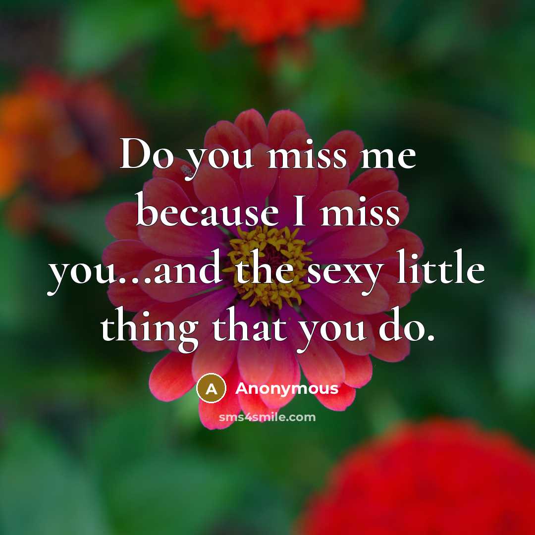 “Do you miss me because I miss you...and the sexy little thing that you do.” quote by Anonymous
