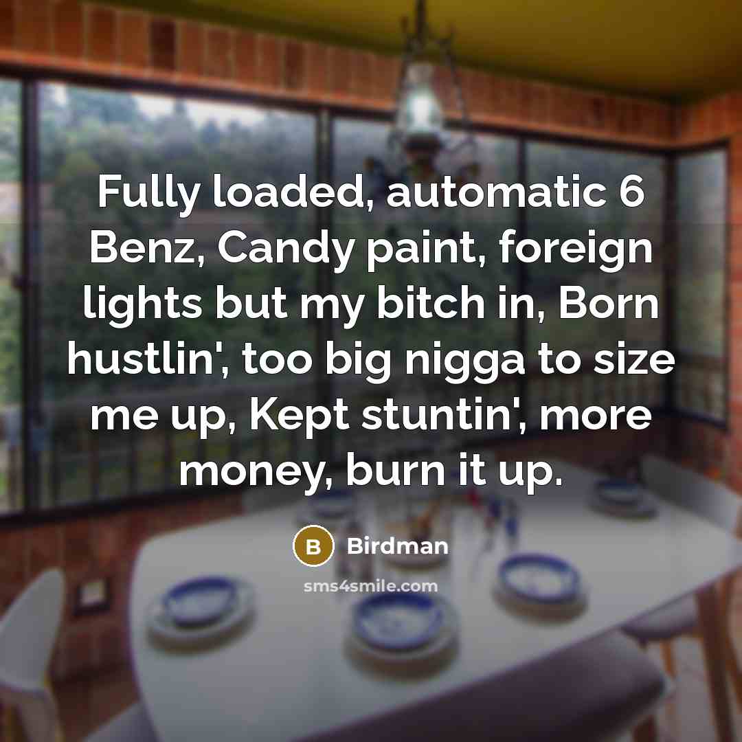 “Fully loaded, automatic 6 Benz, Candy paint, foreign lights but…” quote by Birdman