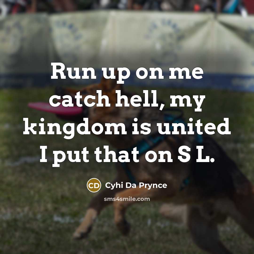 “Run up on me catch hell, my kingdom is united…” quote by Cyhi Da Prynce
