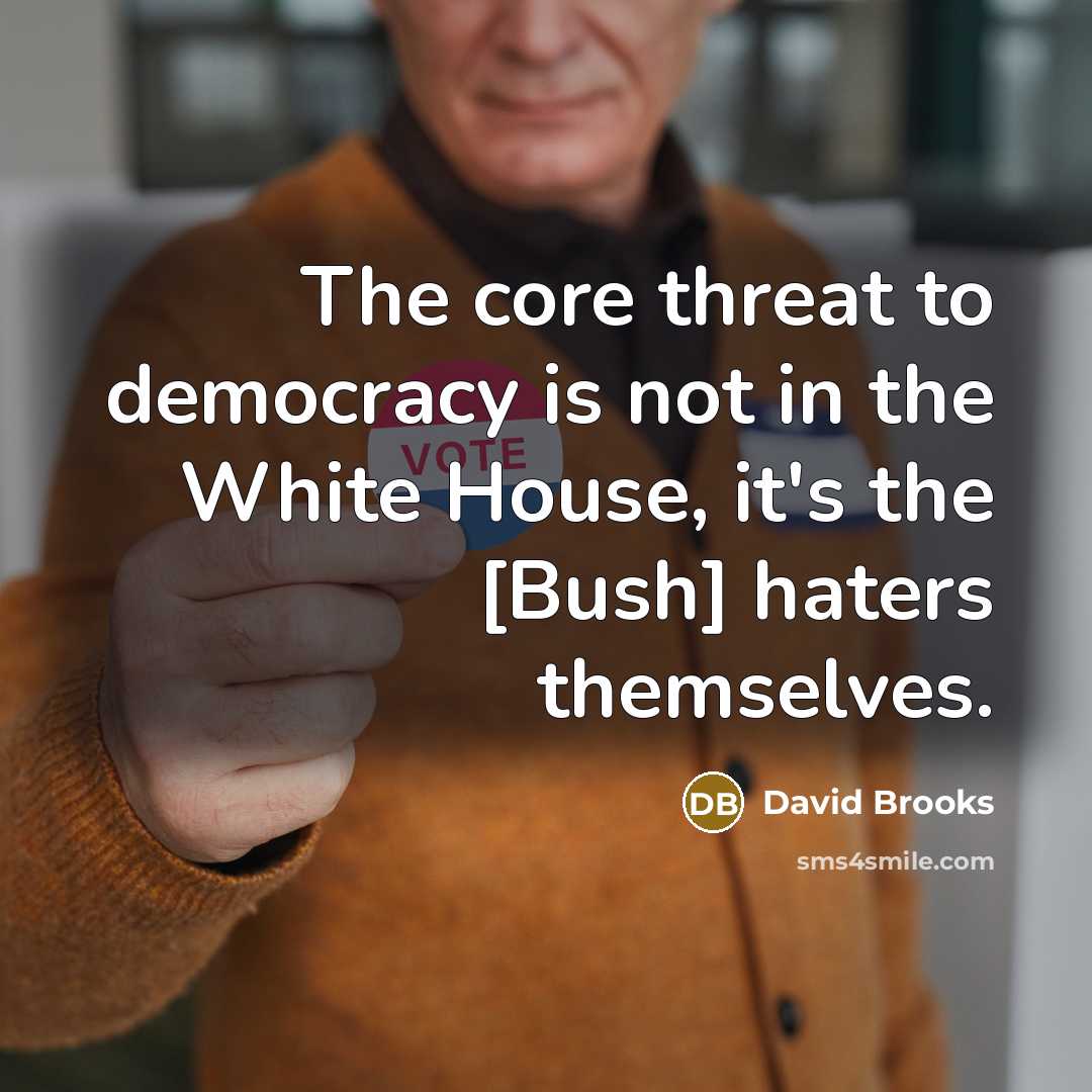 “The core threat to democracy is not in the White…” quote by David Brooks