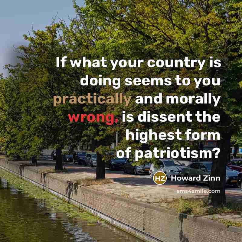 “If what your country is doing seems to you practically…” quote by Howard Zinn