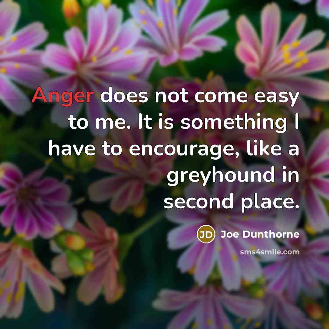 “Anger does not come easy to me. It is something…” quote by Joe Dunthorne