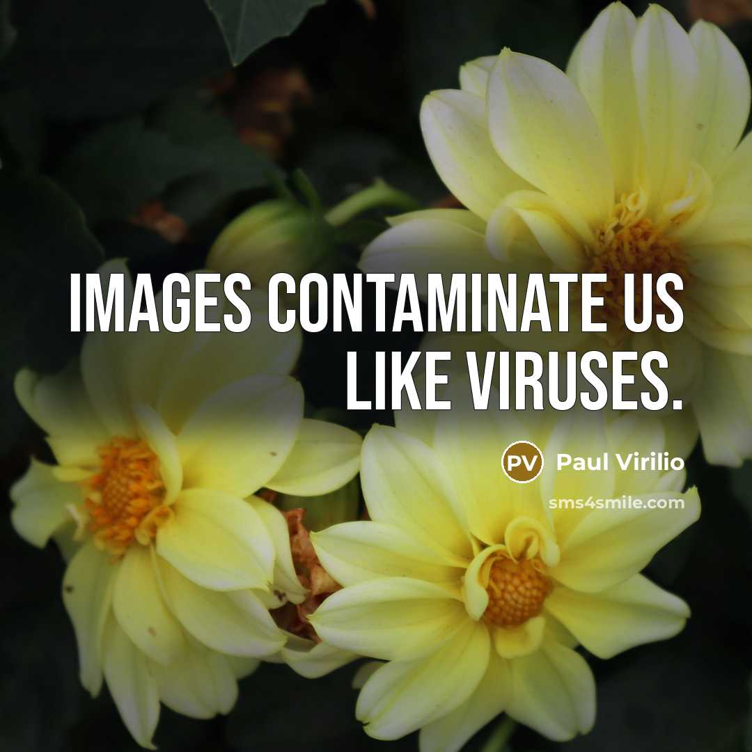 “Images contaminate us like viruses.…” quote by Paul Virilio