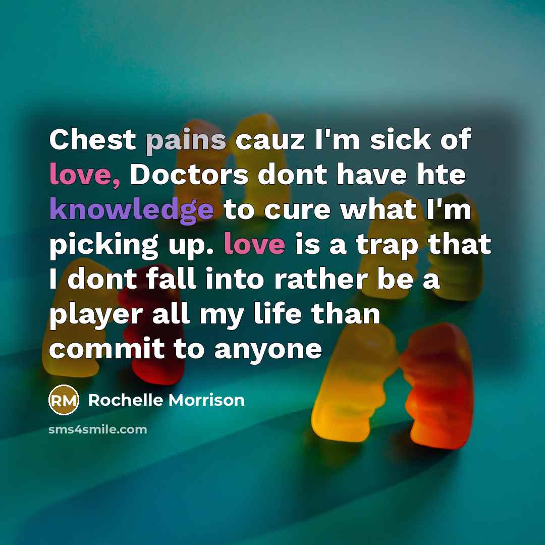 “Chest pains cauz I'm sick of love, Doctors dont have…” quote by Rochelle Morrison