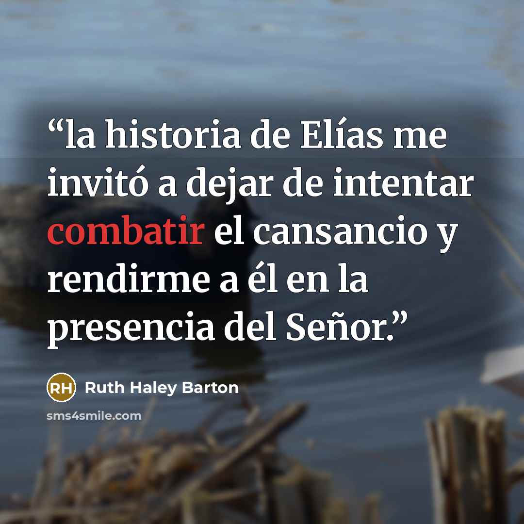 “la historia de Elías me invitó a dejar de intentar combatir el cansancio y rendirme a él en la presencia del Señor.” quote by Ruth Haley Barton