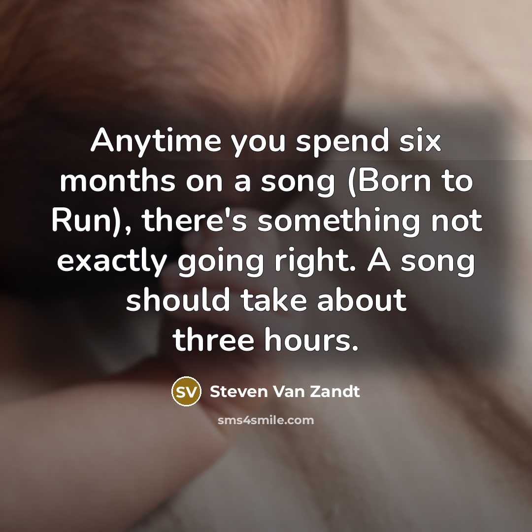 “Anytime you spend six months on a song (Born to…” quote by Steven Van Zandt